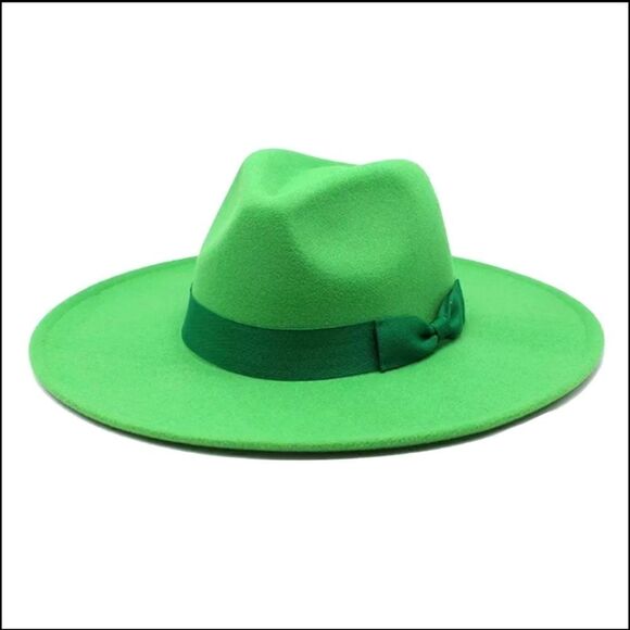 Lemon green Bigger Wide Brim Fedora Hat main image 4